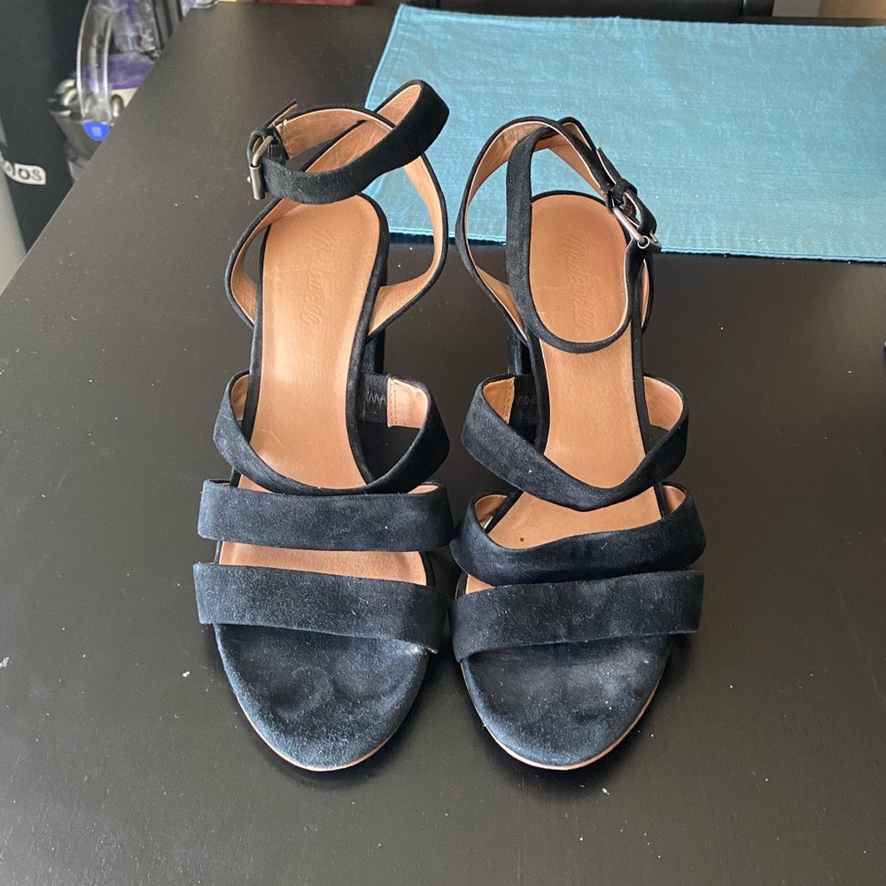 Madewell black open toe heeled sandals - size 10